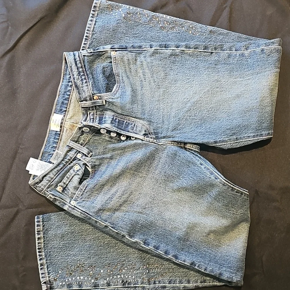 Levi's 501 Curve Jeans Studded Rhinestone Detail Straight Leg W28 L30